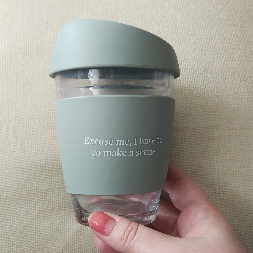 Excuse Me, I Have to Go Make A Scene Glass Travel Cup Mug - Picture 2 of 9